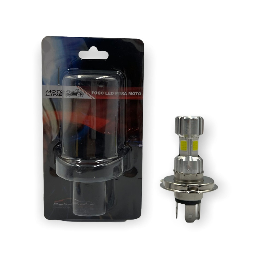 Foco H4 para moto con carcaza plata