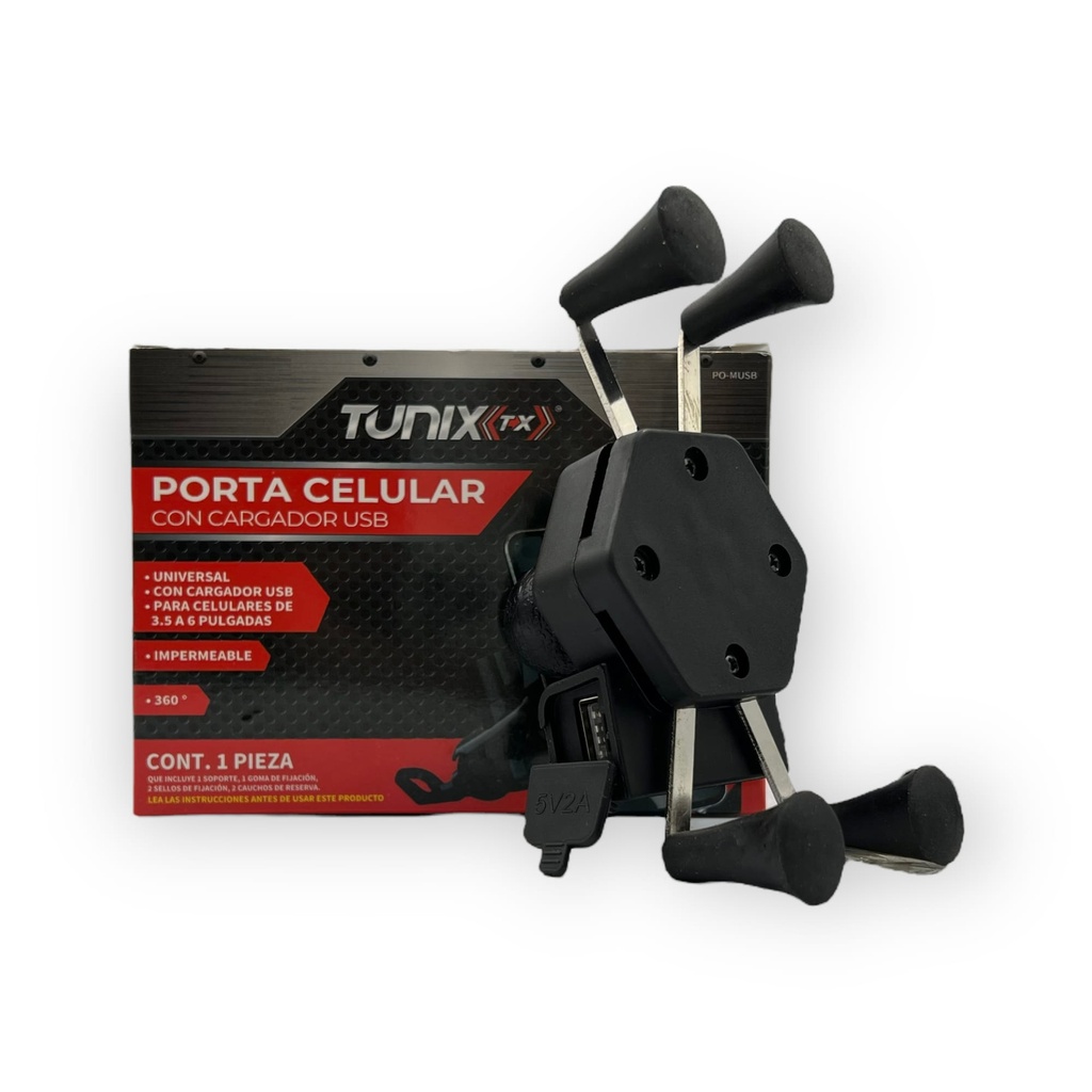 Portacelular para moto con USB Tunix