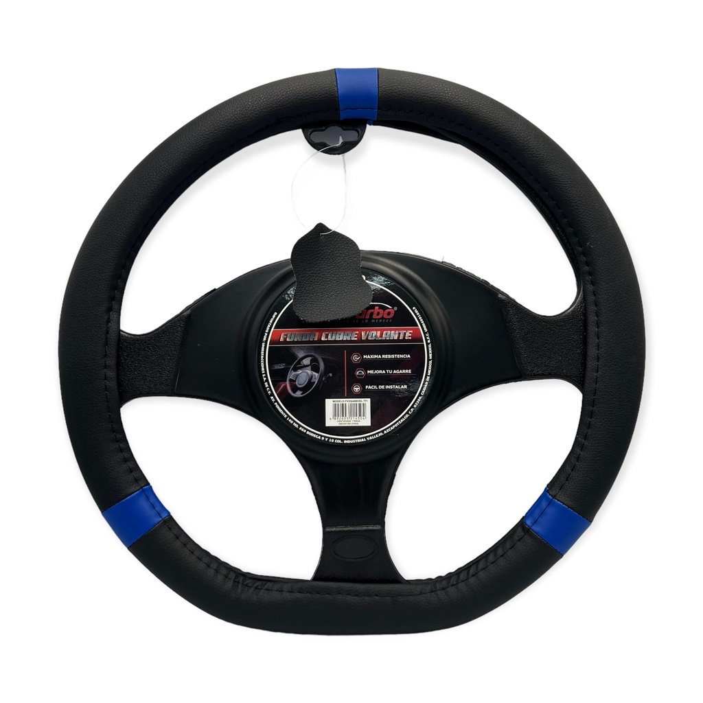 Cubrevolante tipo "D" con detalles en color azul