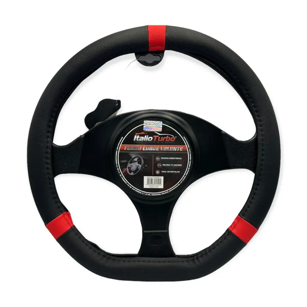 [FVOG40BKR-TFI] Cubrevolante tipo "D" con detalles en color rojo