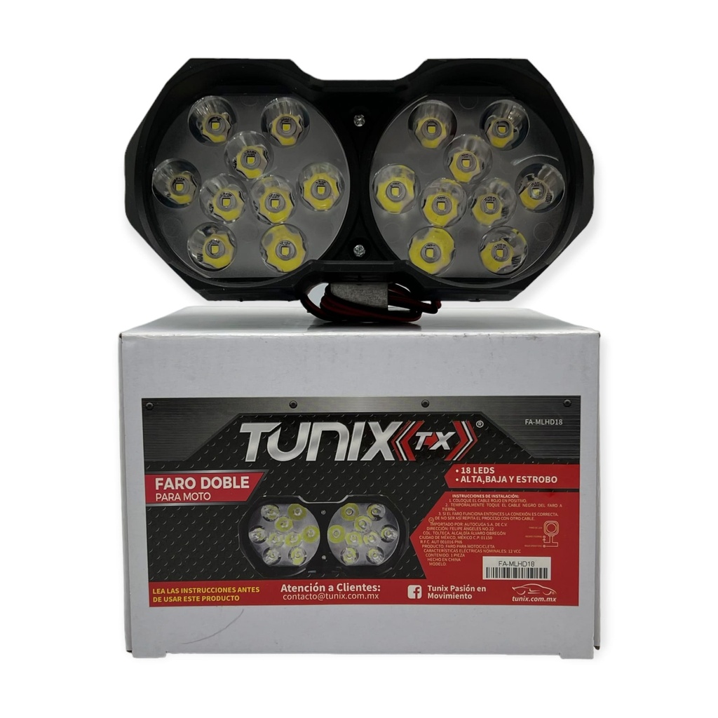 Faro doble de 18 LED para moto
