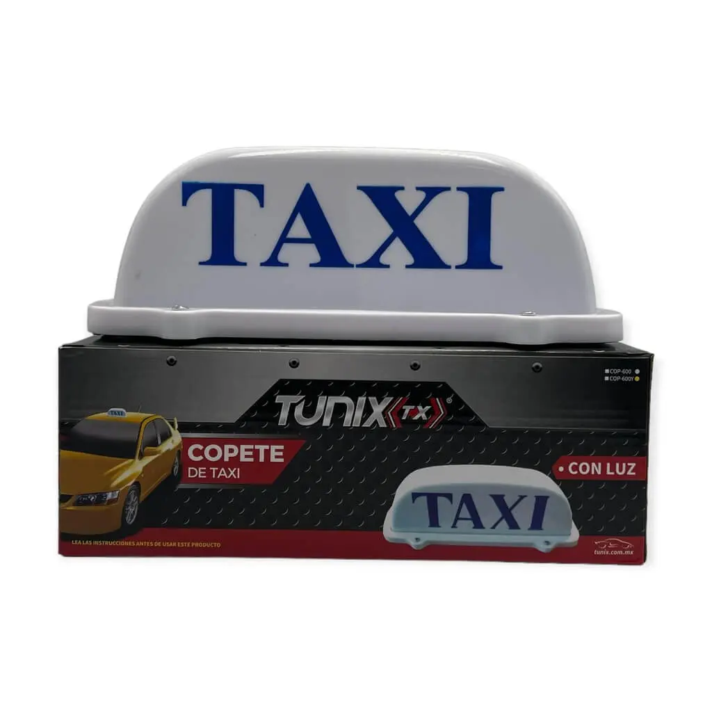 Copete de taxi con luz e imán blanco