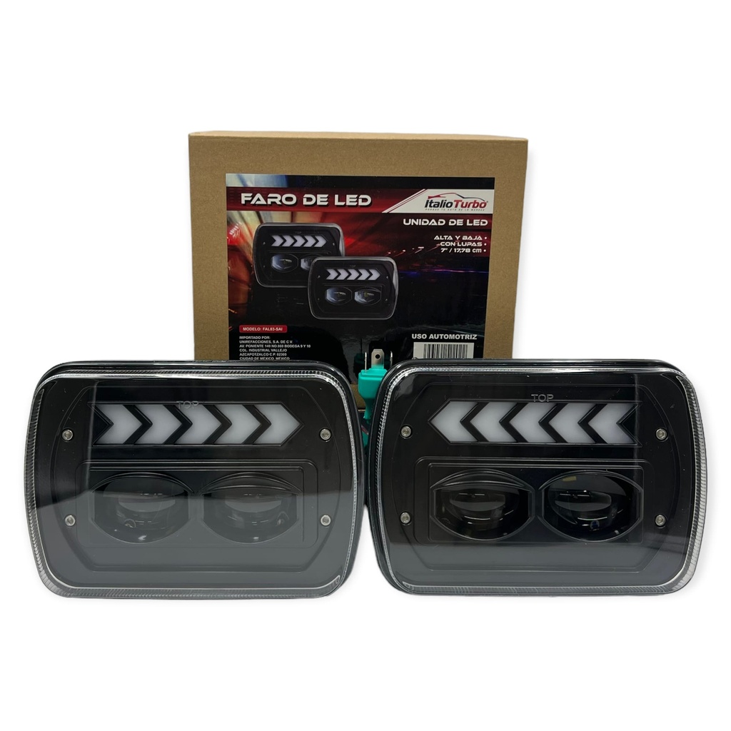 Unidad LED de 7 pulgadas con direccional DRL y lupas