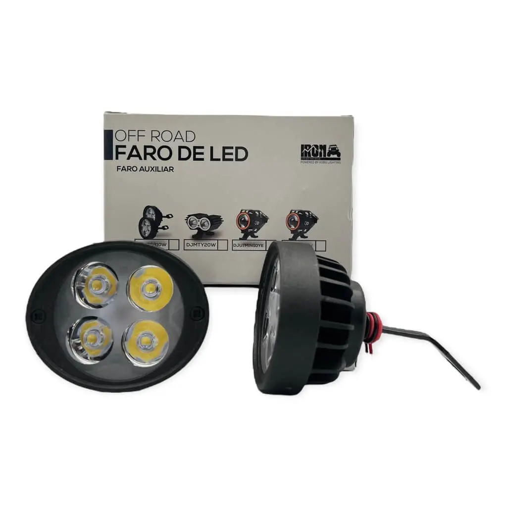 Faro para moto de 4 LED con base