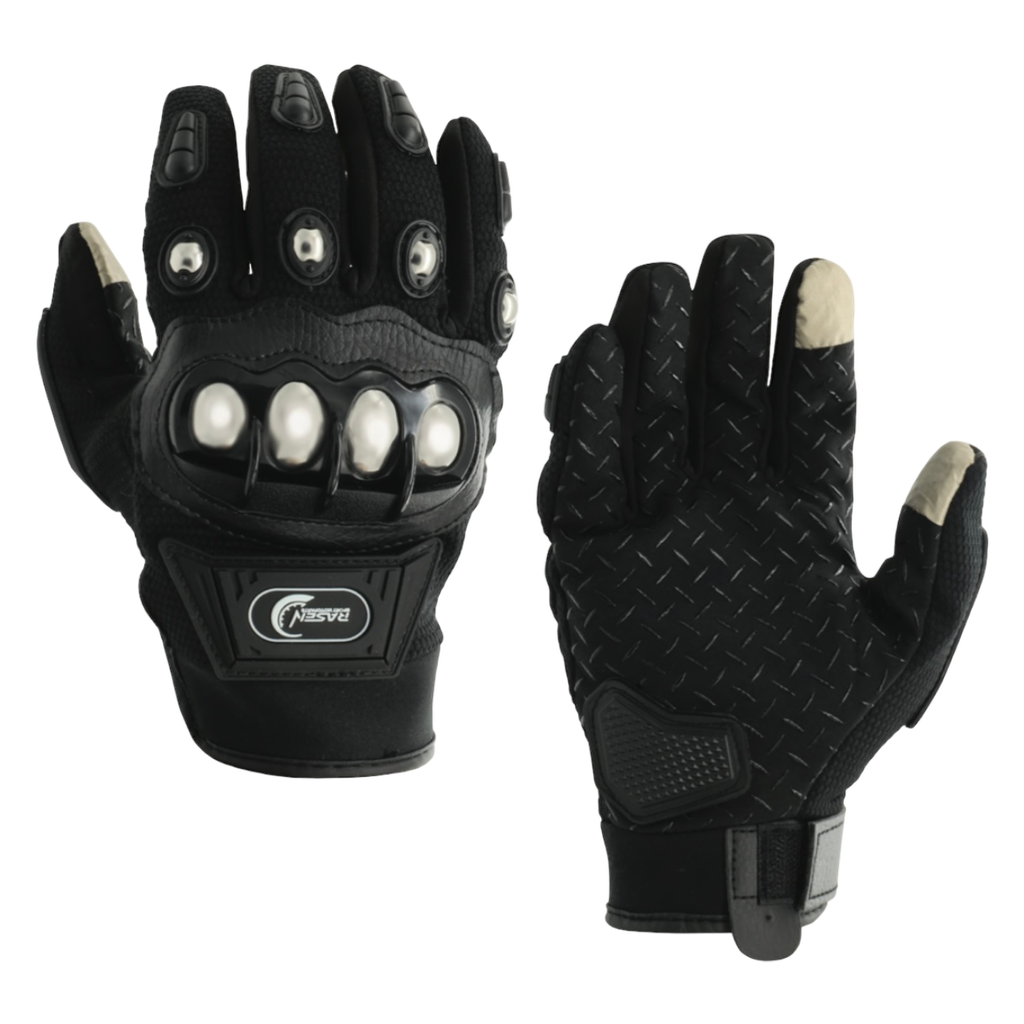 Guante vinipiel con protección de acero en puños y dos dedos touch (XL y XXL)