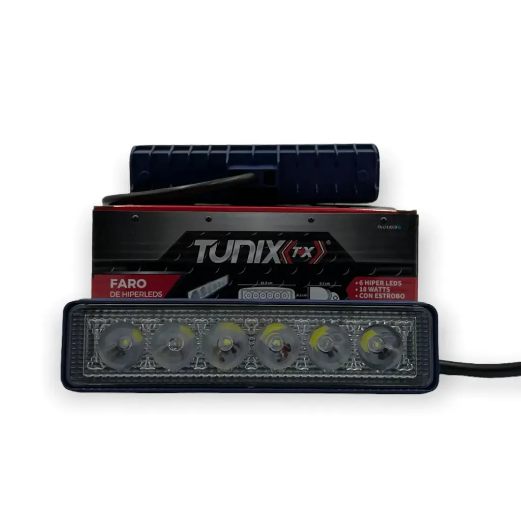 Barra de 6 LED con luz blanca y carcaza de color