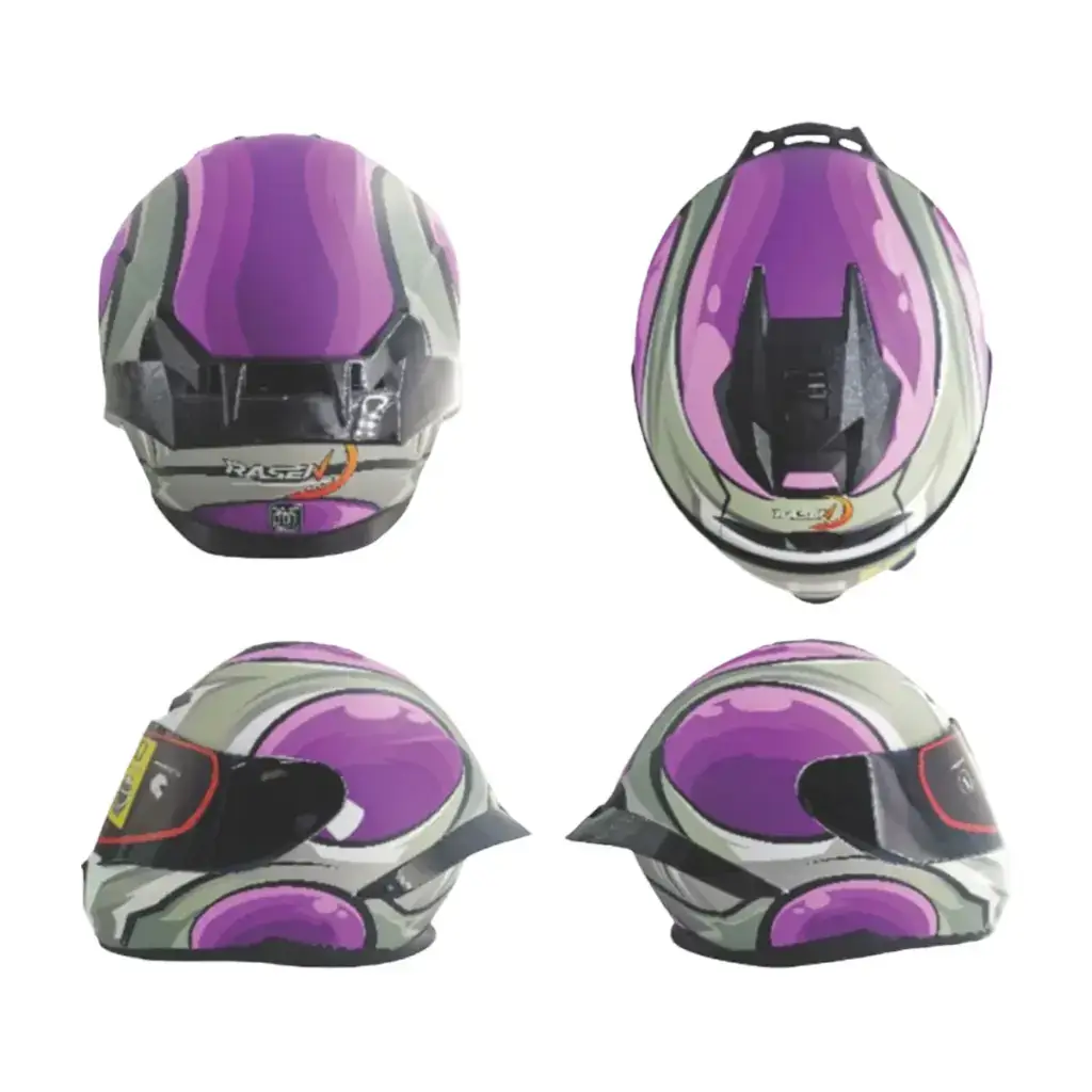 [CAS-CER-10002L] Casco cerrado con detalles morado y gris certificado DOT (L)