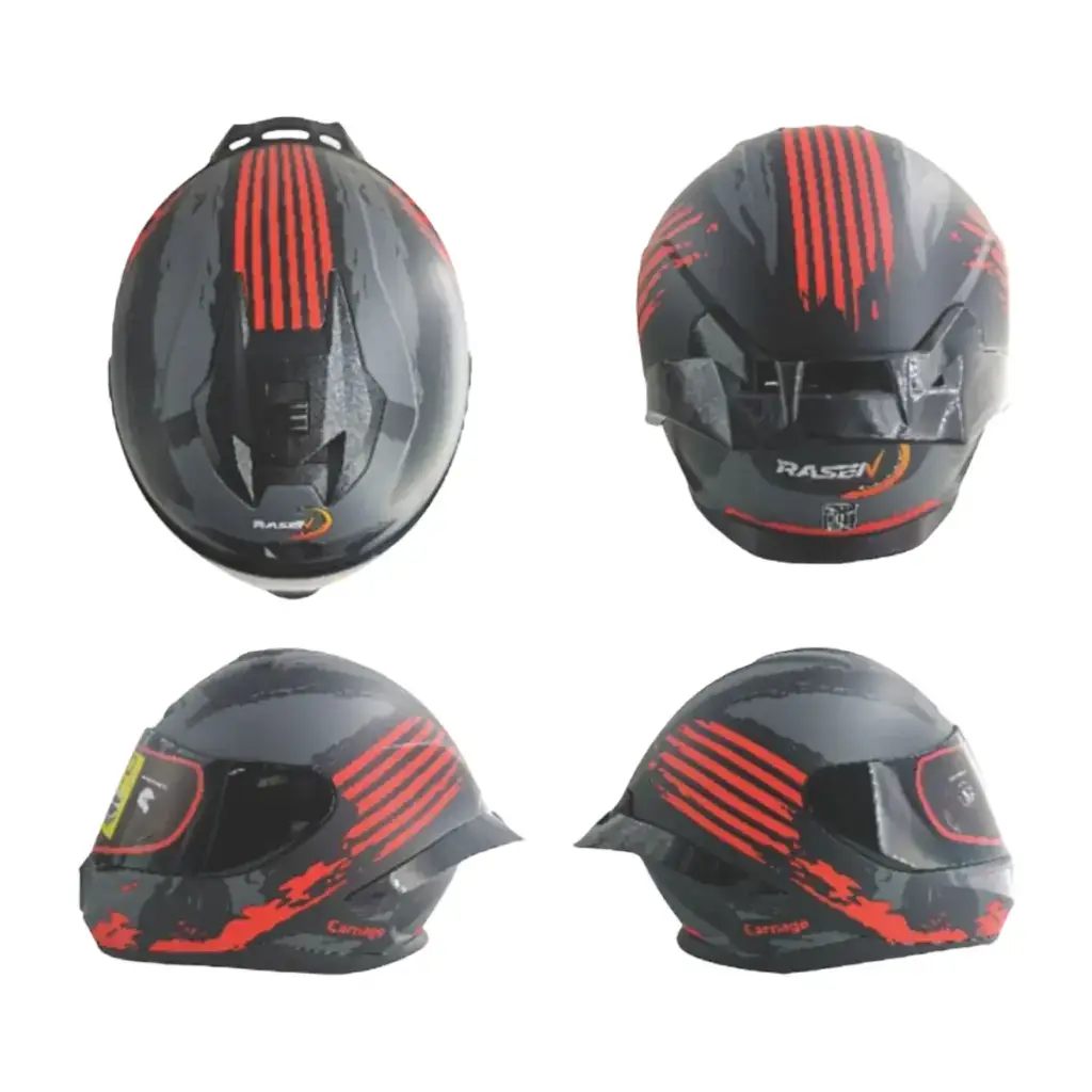 [CAS-CER-10001L] Casco cerrado con franjas rojas certificado DOT (L)