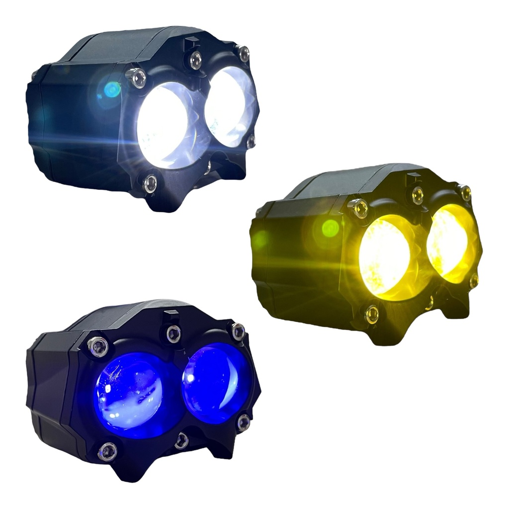 Faro LED grande tipo búho con funciones (azul y rojo)