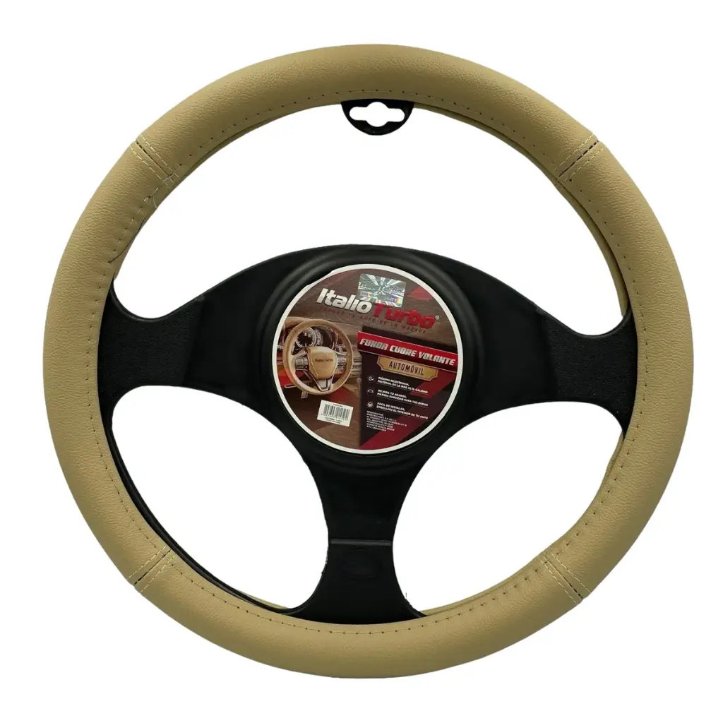 Funda cubrevolante de piel automotriz color beige