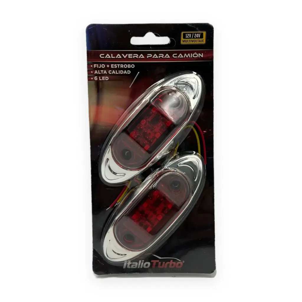 [PLA6569/RD-RJE] Plafon direccional lateral ovalado de 6 LED con bisel cromado (Rojo)