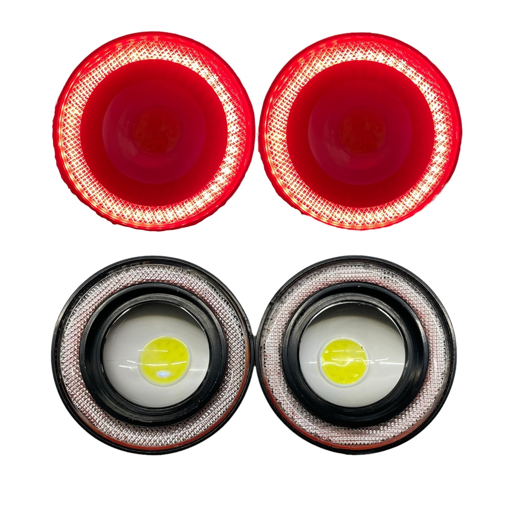 Faro LED redondo con ojo de ángel (rojo y ámbar)