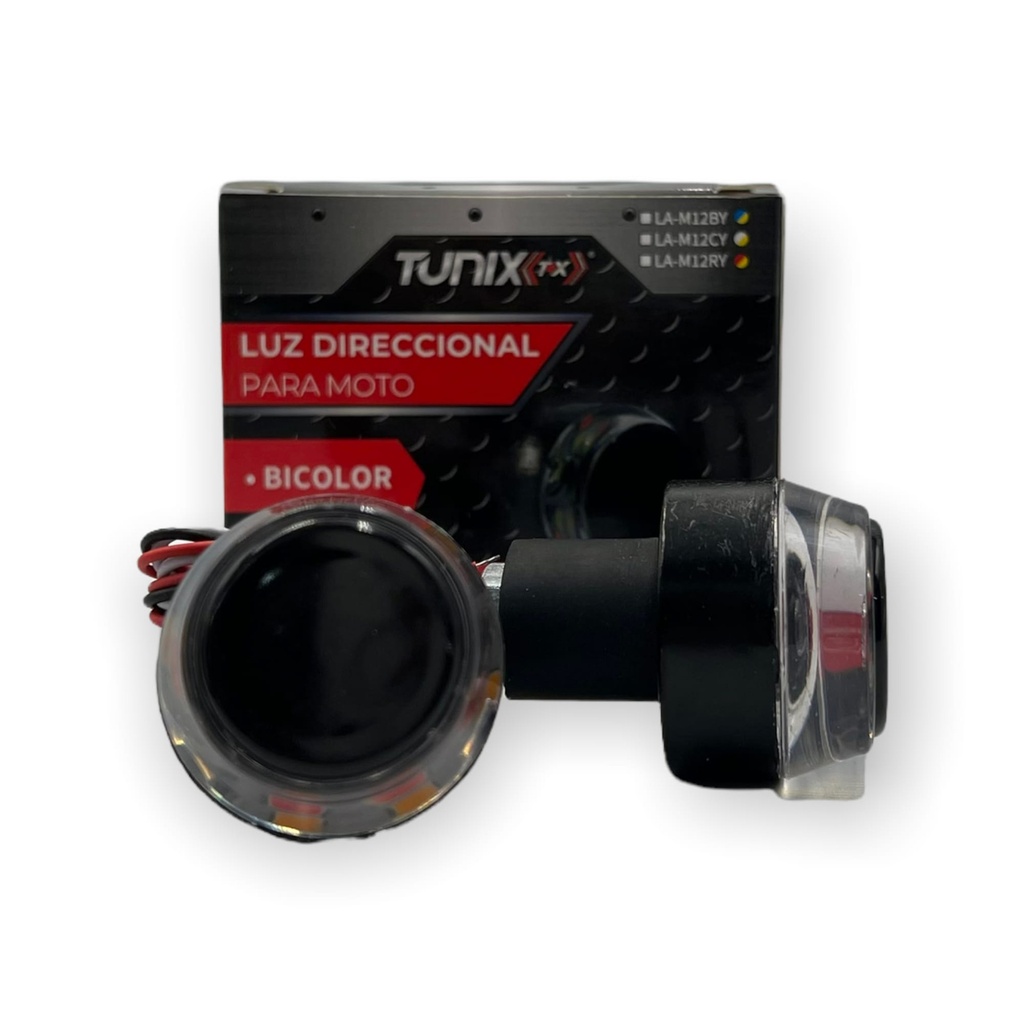 [LA-M12BY] Direccional de moto para manubrio con luz fija y direccional (Azul)