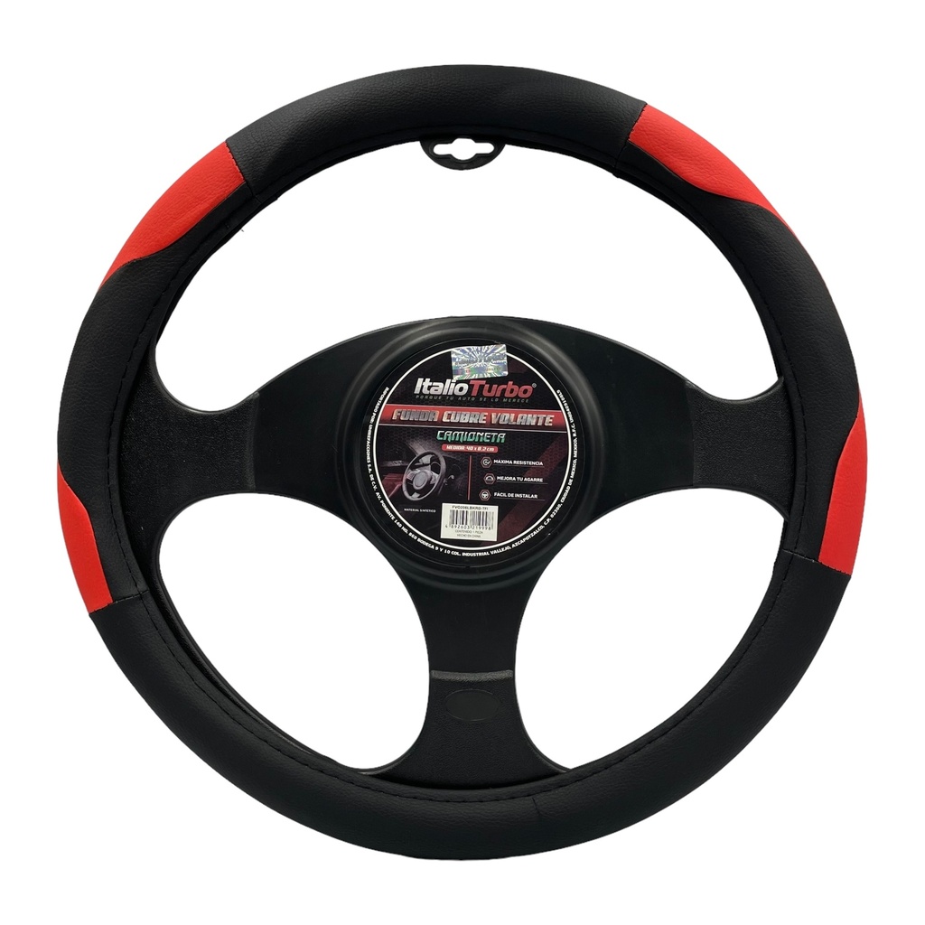 Funda cubrevolante de vinipiel roja para camioneta