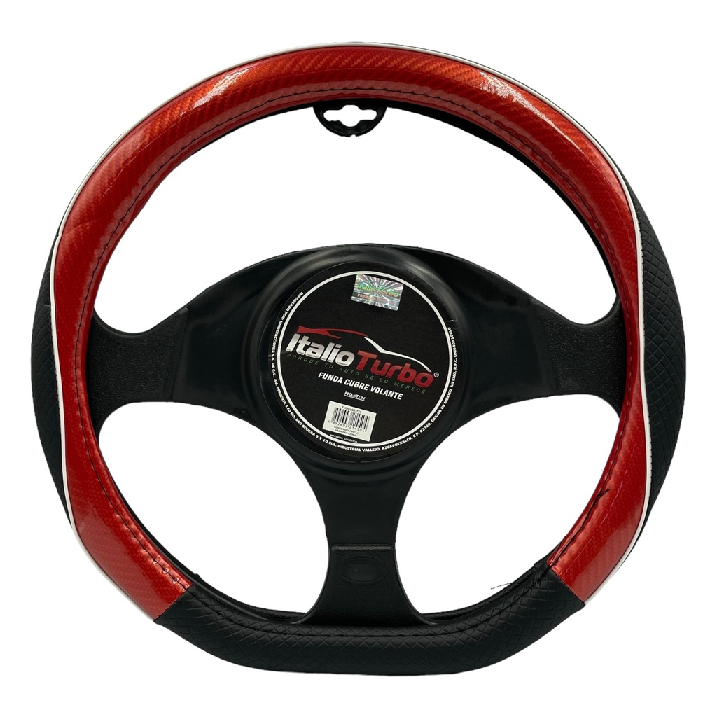 Funda cubrevolante tipo D rojo con detalles negros