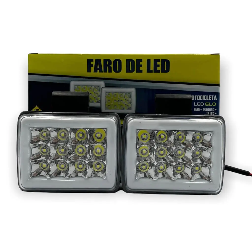 Faro de 12 LED luz blanca y aro GLO de color