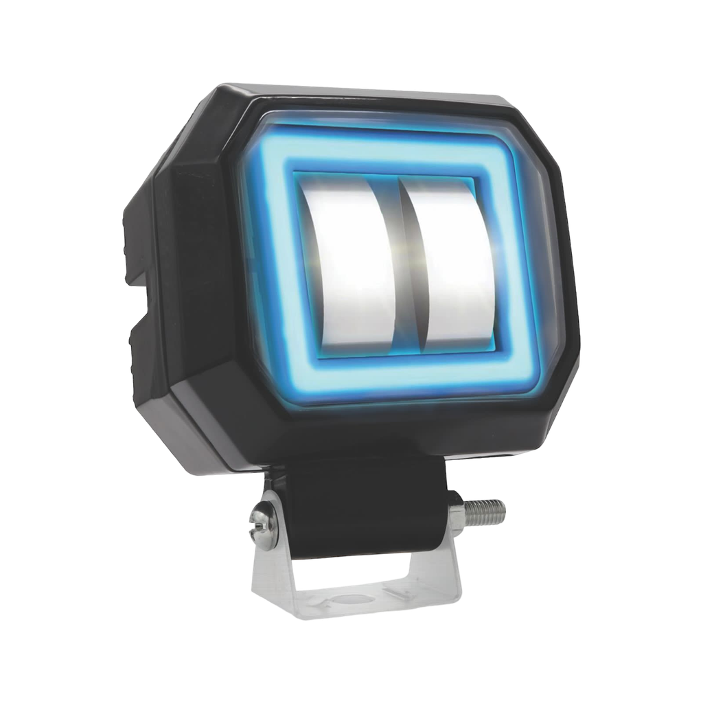[RS-LED-13074W-BU] Faro LED cuadrado con 2 lupas y ojo de angel (Azul)