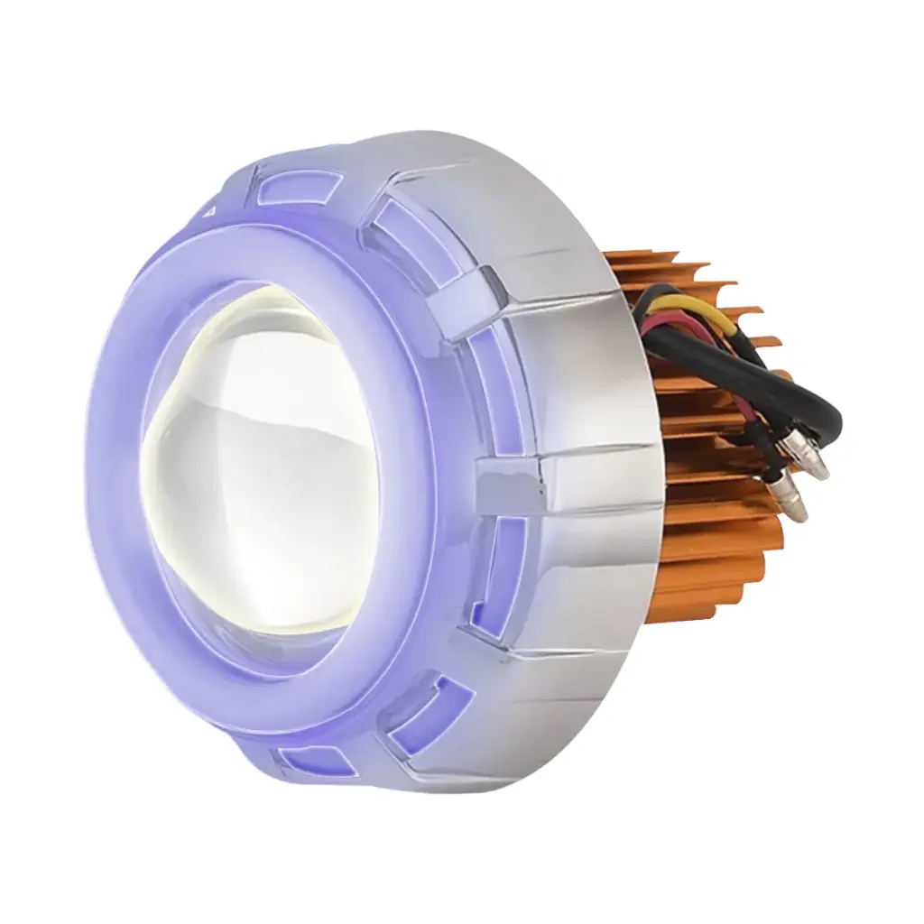 Faro LED para moto con lupa y arillo de gel