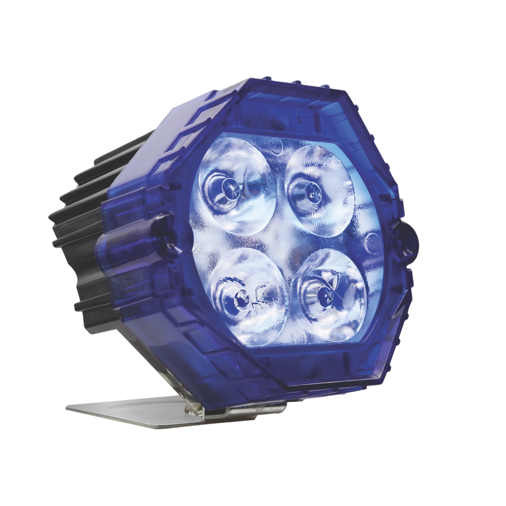 [RS-LED-13020BU-RGB] Faro auxiliar redondo LED blanco y carcaza de color función RGB (Azul)