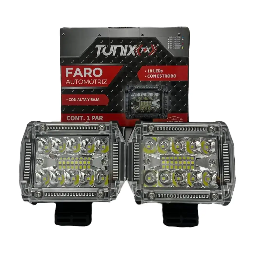 Faro de 18 LED multifunciones y arillo de color 