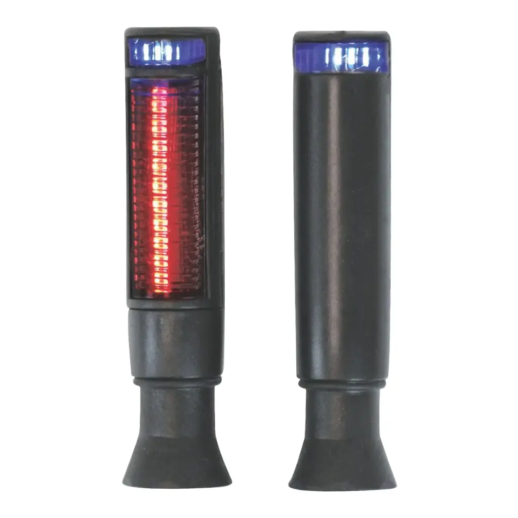 Direccional LED secuencial tipo barril (rojo/ámbar y azul/ámbar)
