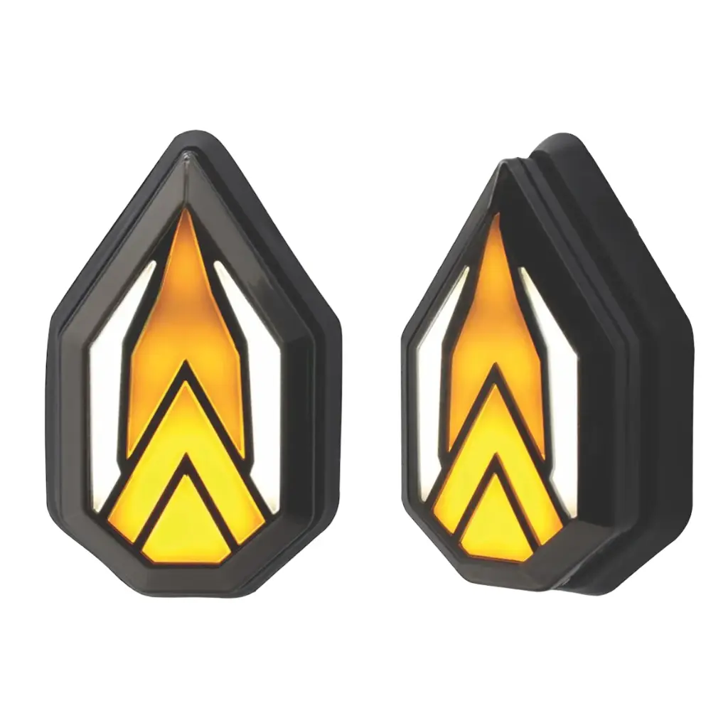 Direccional LED secuencial tipo doble flecha (ámbar/azul y ambar/rojo)