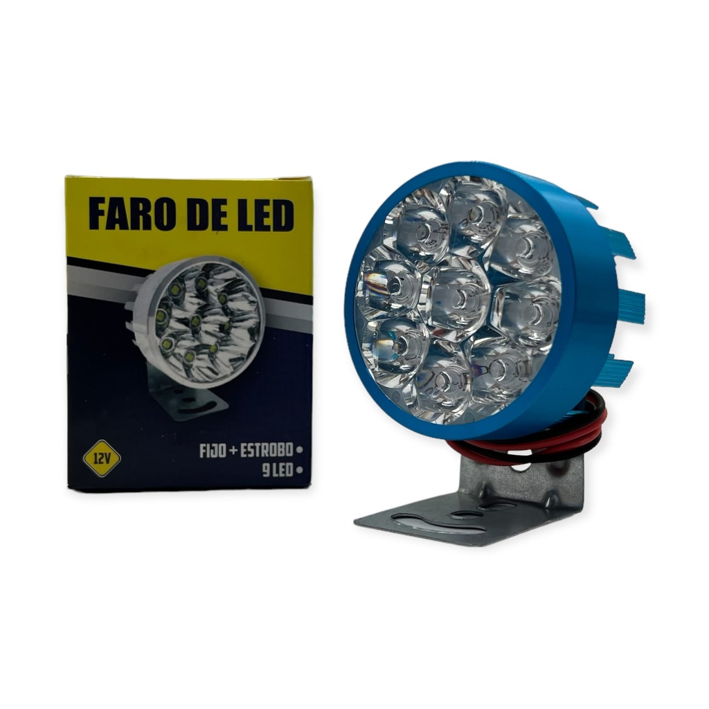 Faro de 9 LED con carcaza de color 