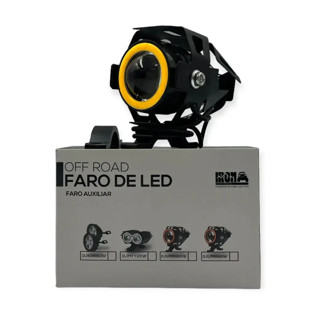 [DJU7MINI10YE] Faro para moto carcaza y ojo de ángel  (Ámbar)