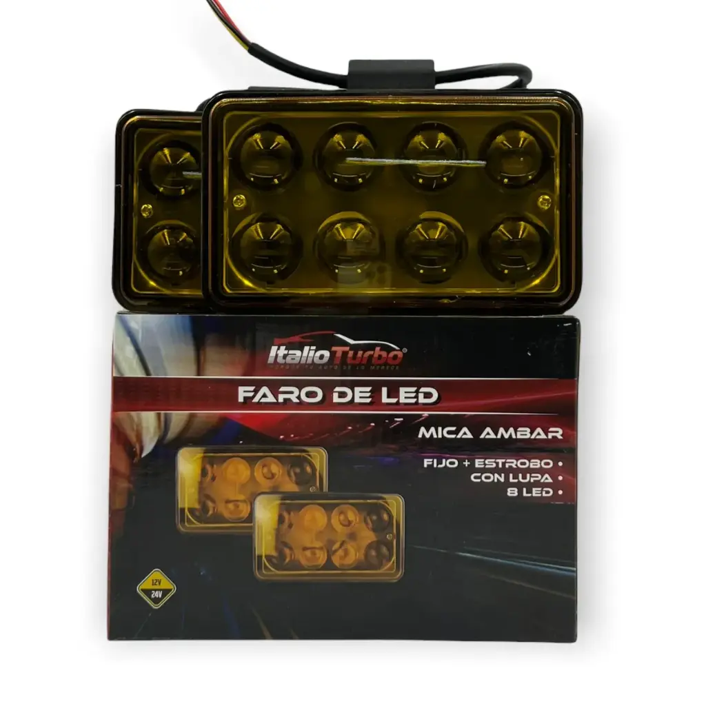 Par de faros de 8 LED con lupa 