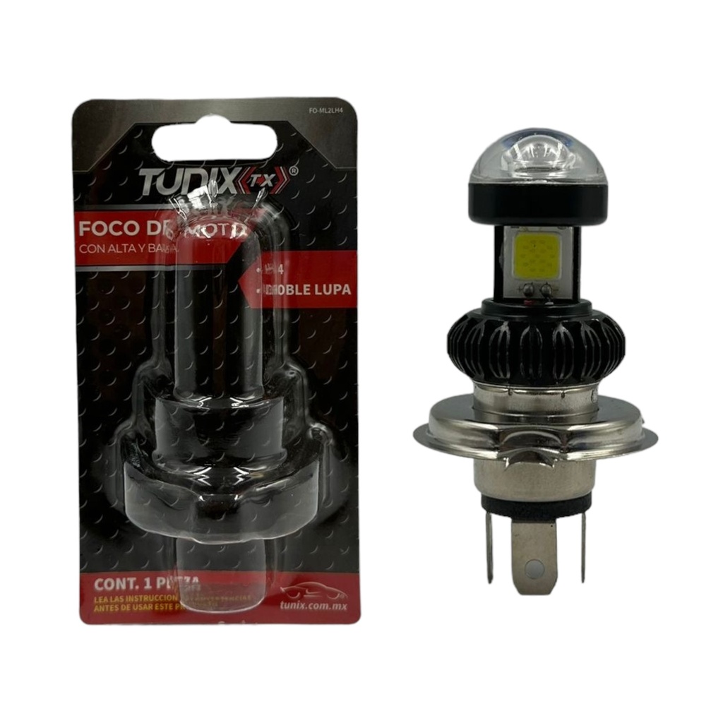 Foco LED entrada H4 y BA20 con doble lupa función alta y baja