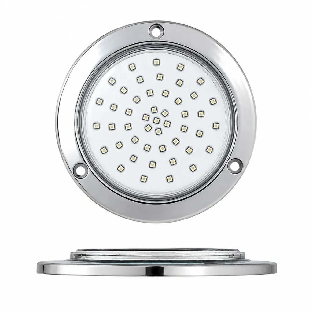 Plafón multivoltaje redondo de 48 LED ultra slim con estrobo