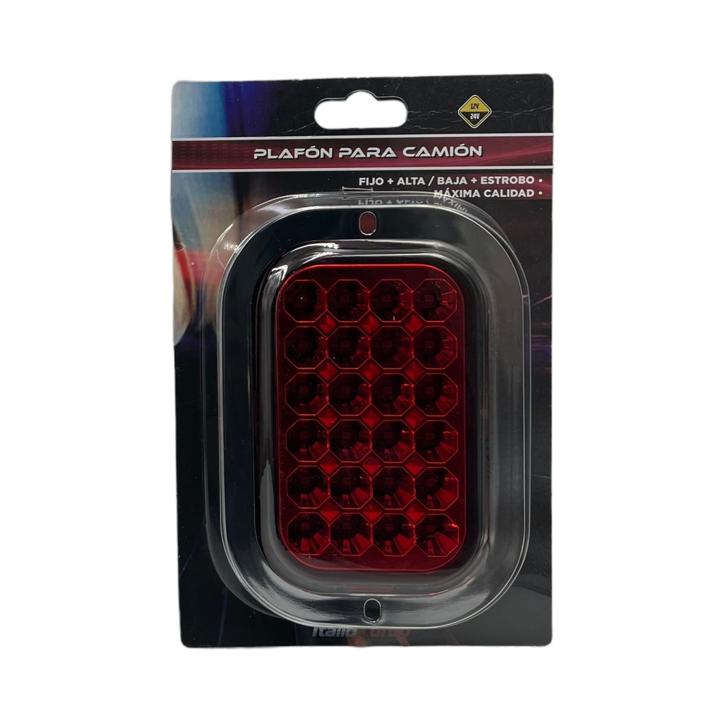 [PLA6617R-SAI] Plafón rectangular de 24 LED (Rojo)