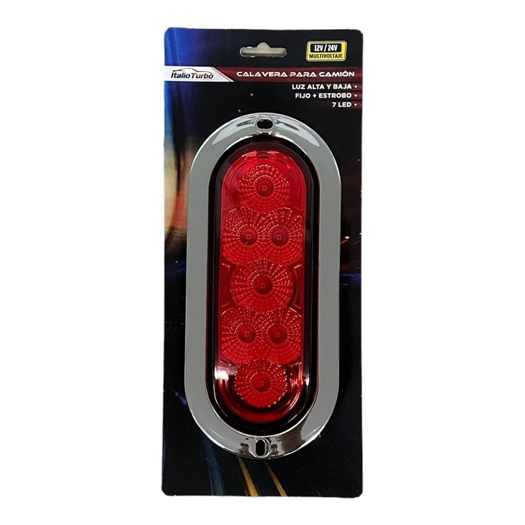 [PLA6621R] Plafón para camión ovalado con 7 LED (Rojo)