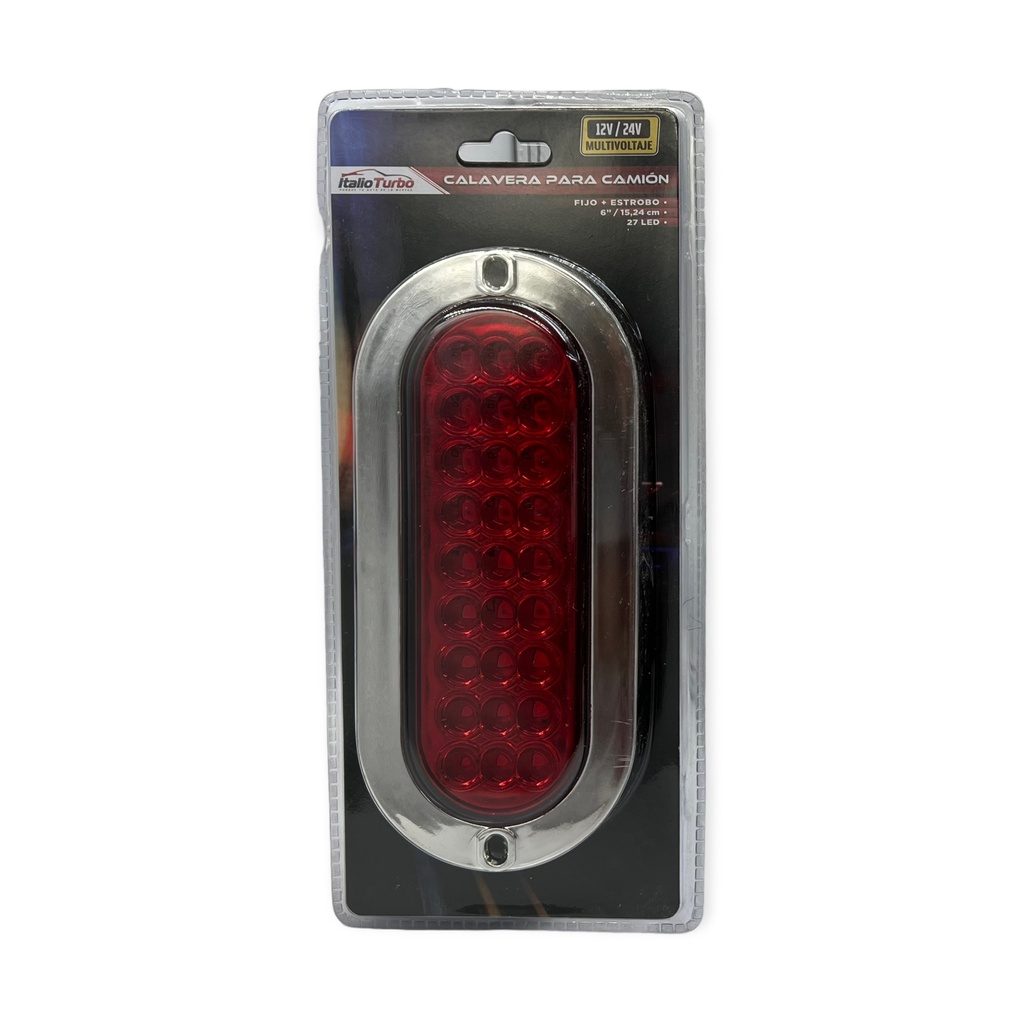 Plafón ovalado con borde cromado de 27 LED para camión 