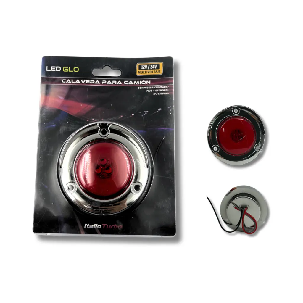 [PLA6694R] Plafón direccional GLO para camión de 2" con visera (ámbar y rojo) (Rojo)
