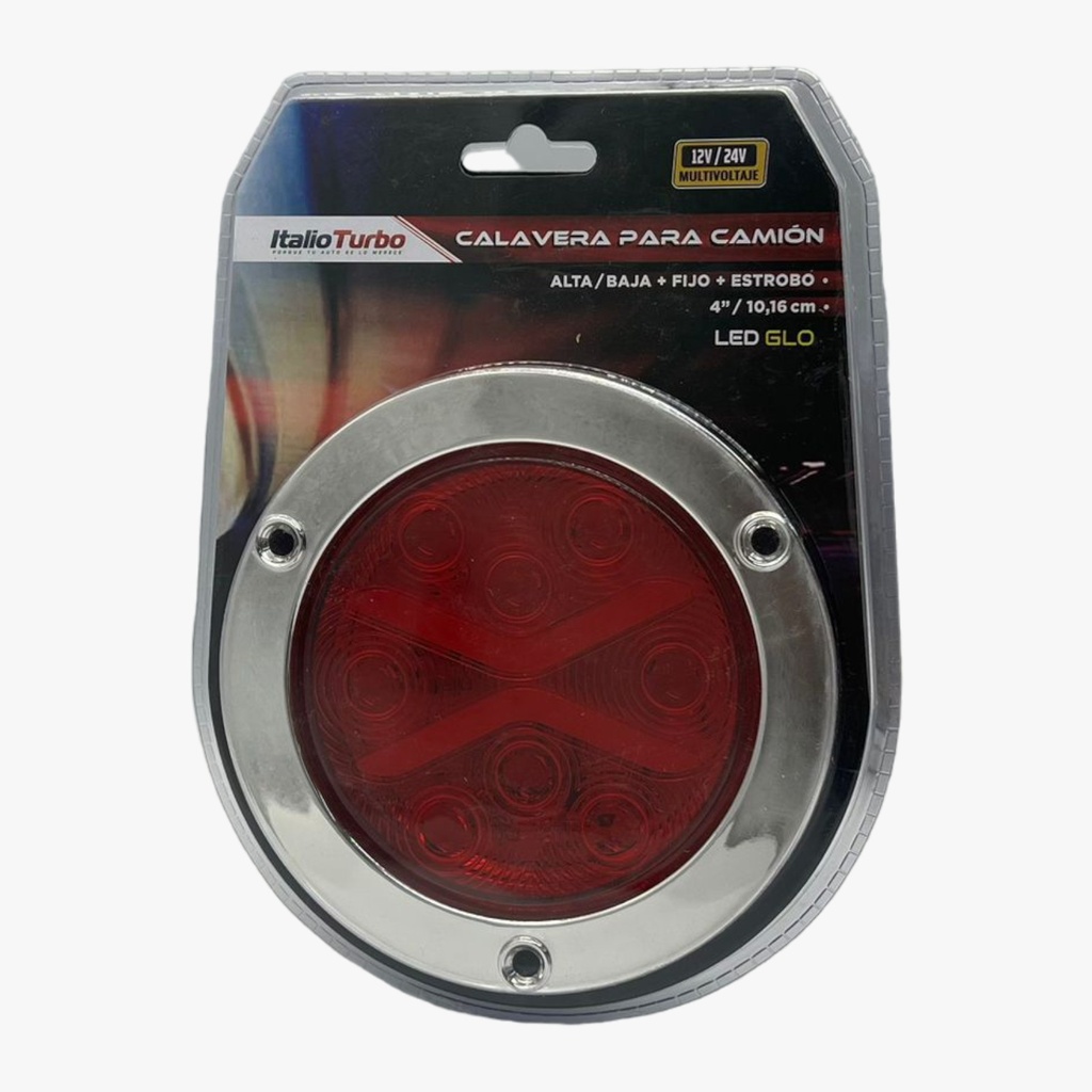 Plafón redondo con 8 LED y X en GLO de 4" 