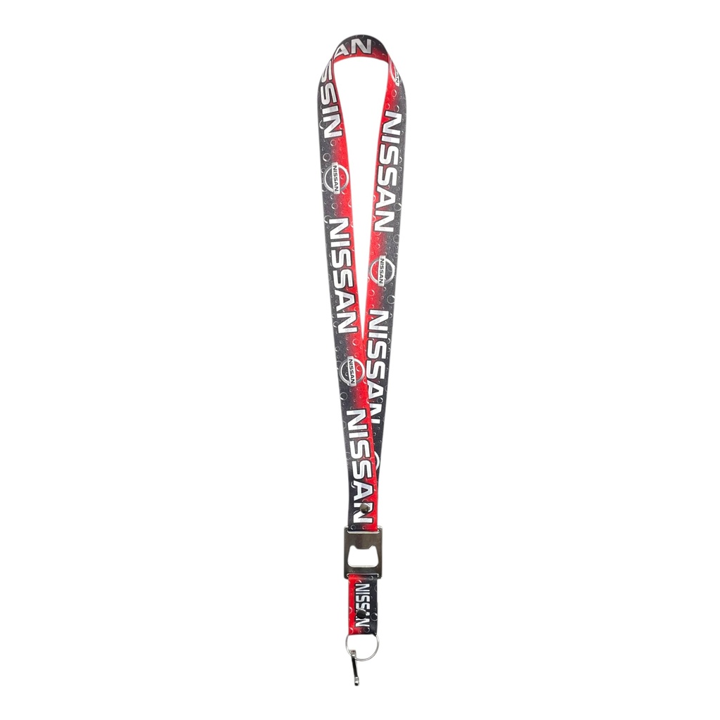 Lanyard con destapador Nissan rojo con negro