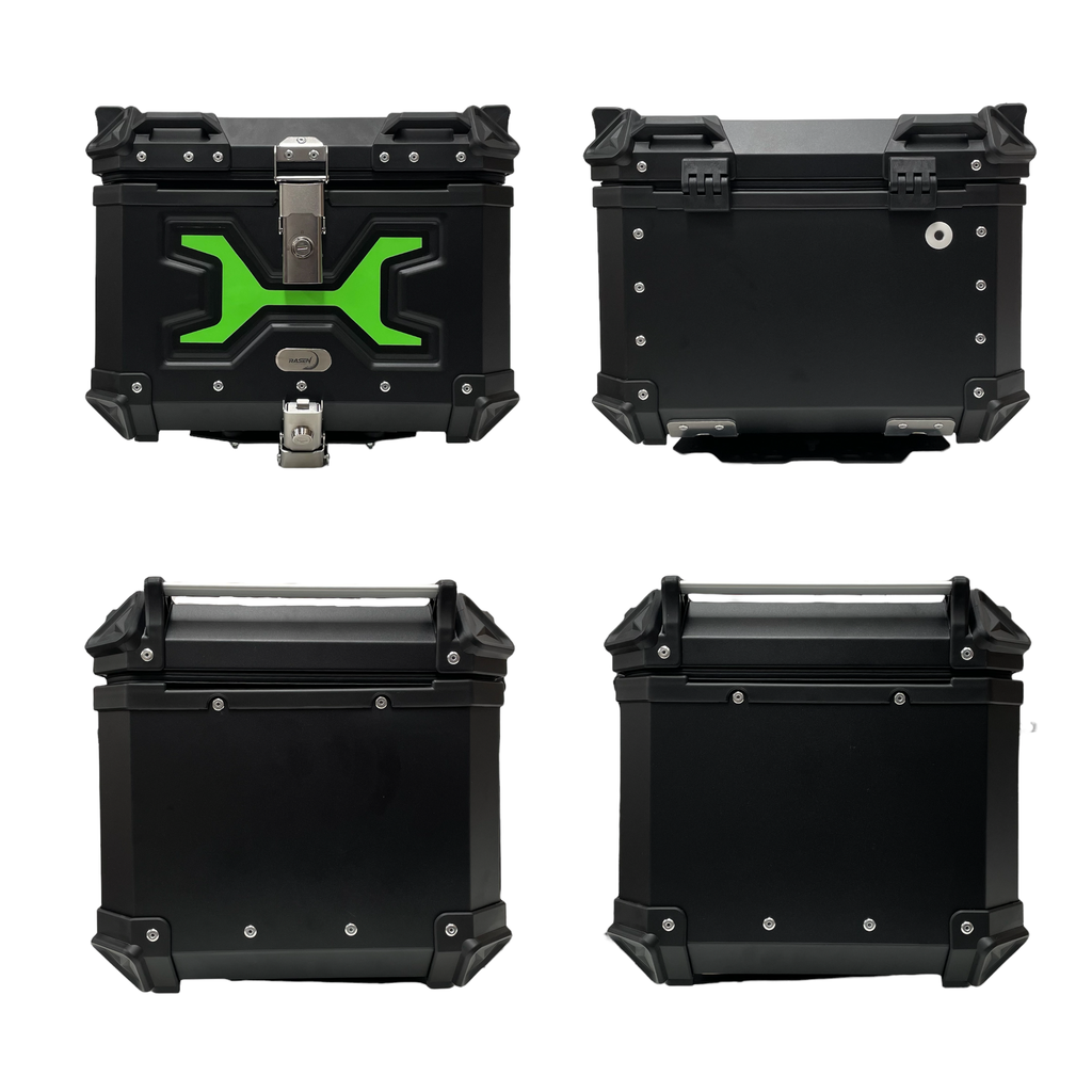 [RS-SPO-19300GN] Maletero de aluminio negro con luz verde 