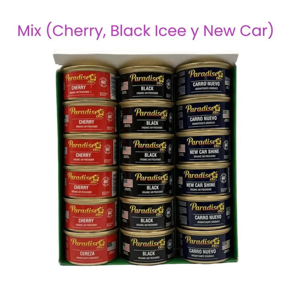 [ARPAR-001] Aromatizante Paradise 18 piezas Mix (Cherry, Black Icee y New Car)