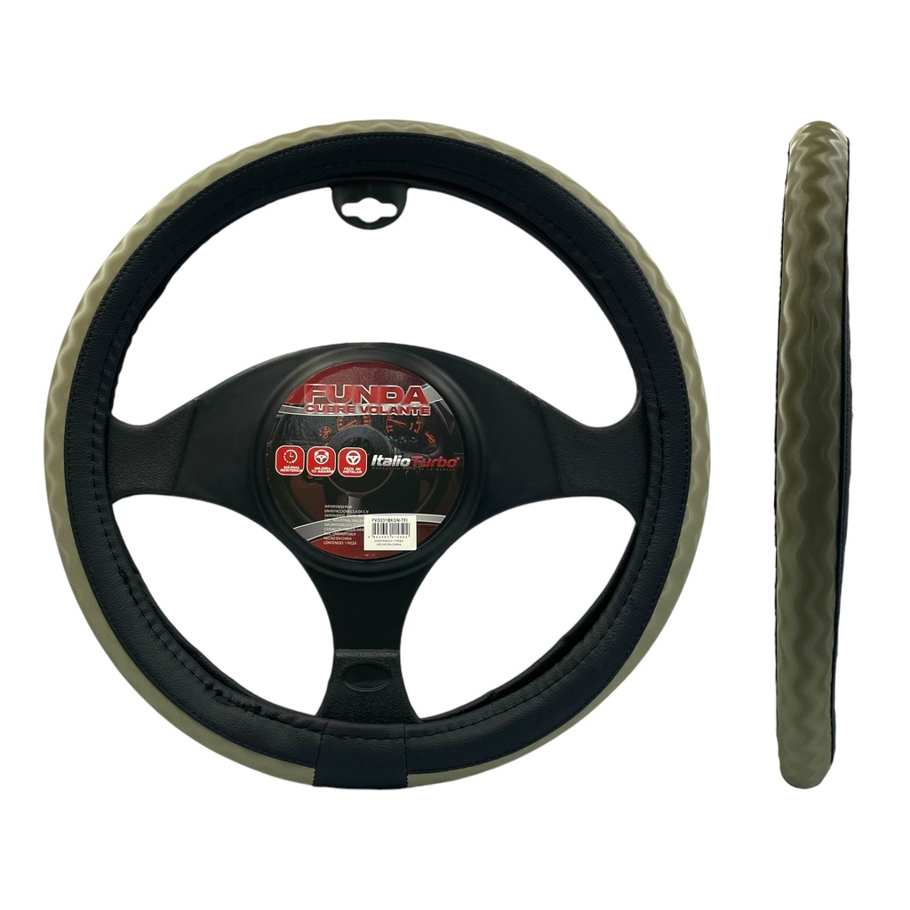 Funda cubrevolante de vinipiel con reflejante negro con verde