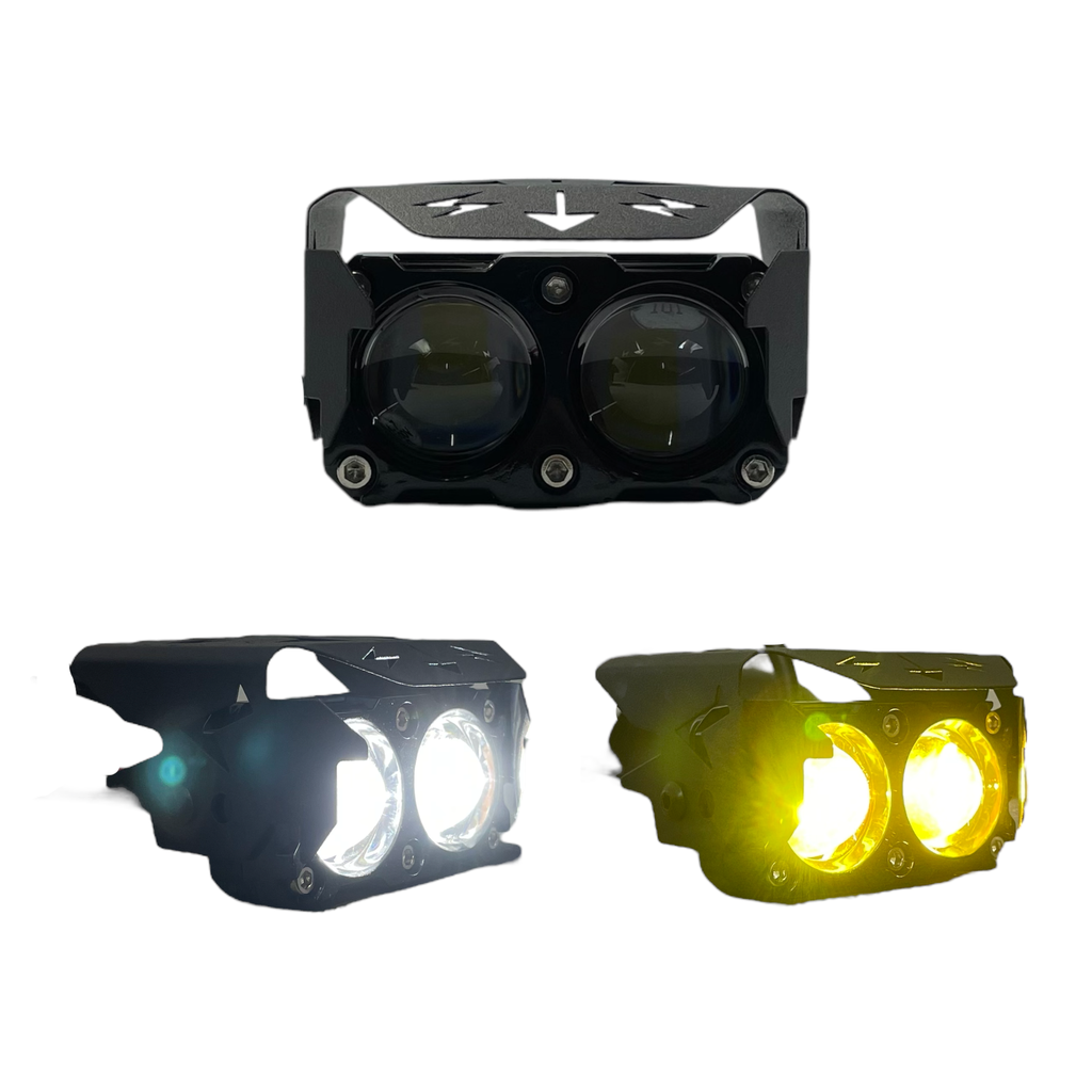 Faro LED rectangular con lupa bicolor 