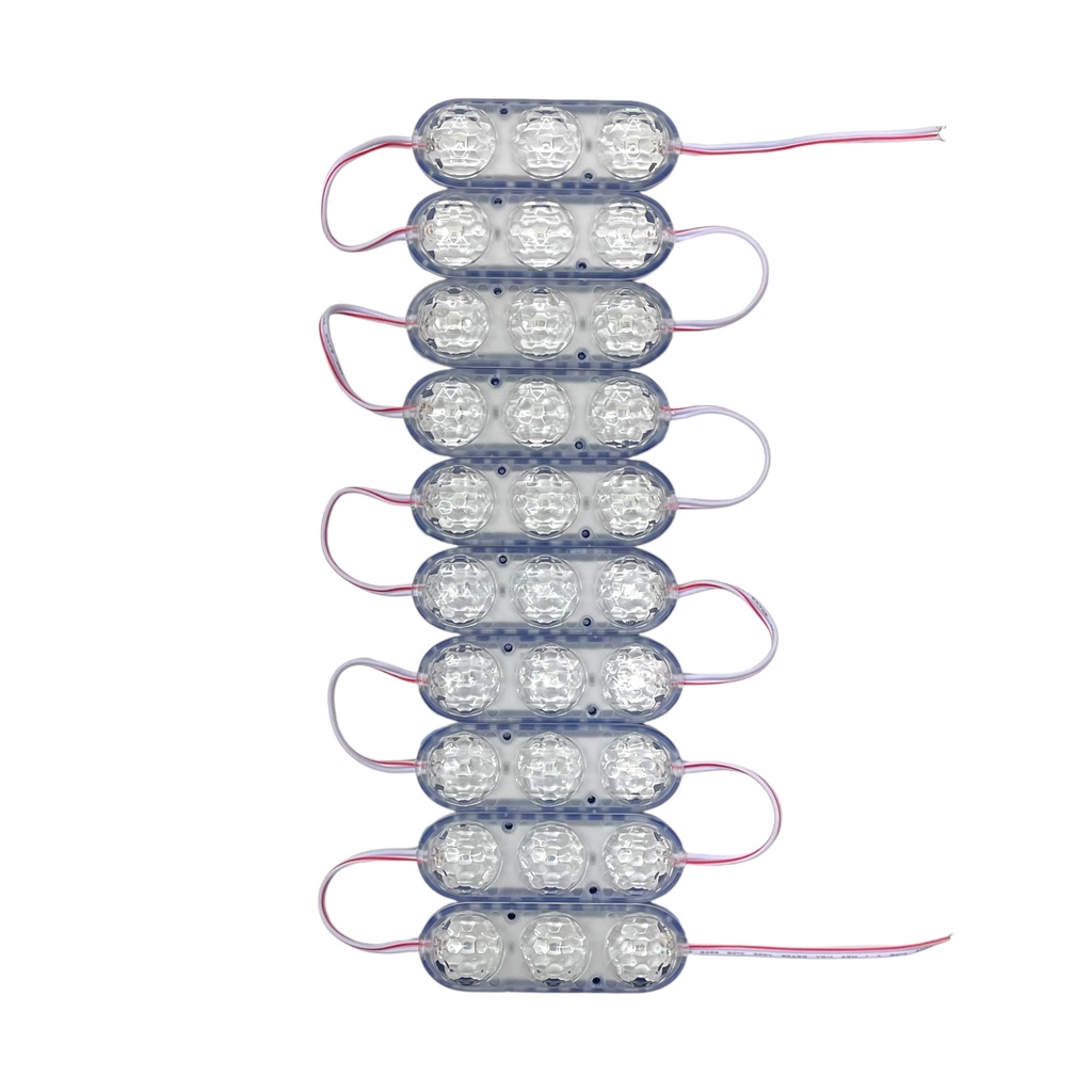 [RS-MOD-4013BU] Tira de modulo tipo lente de 3 LED (tira con 10 piezas) (Azul)