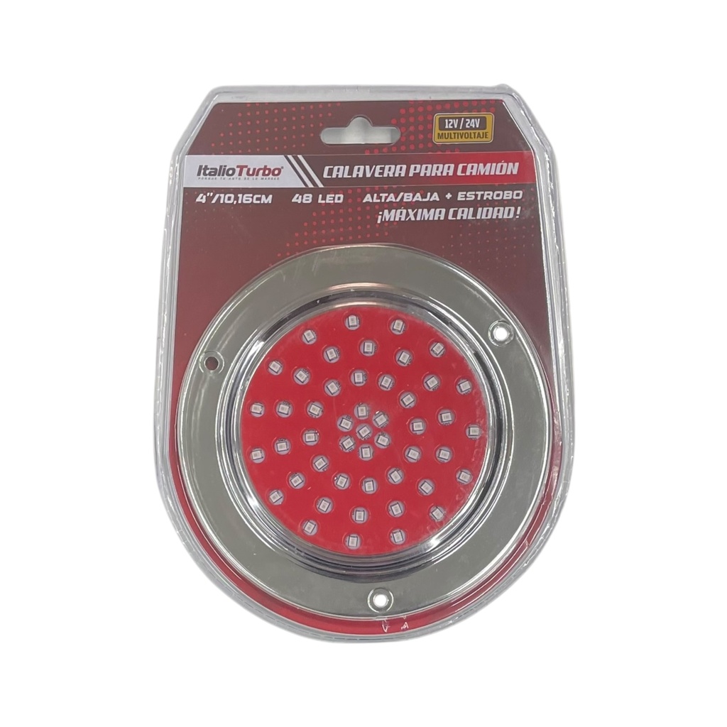 Plafón redondo de 4" con base cromada de 48 LED con funciones 12/24V
