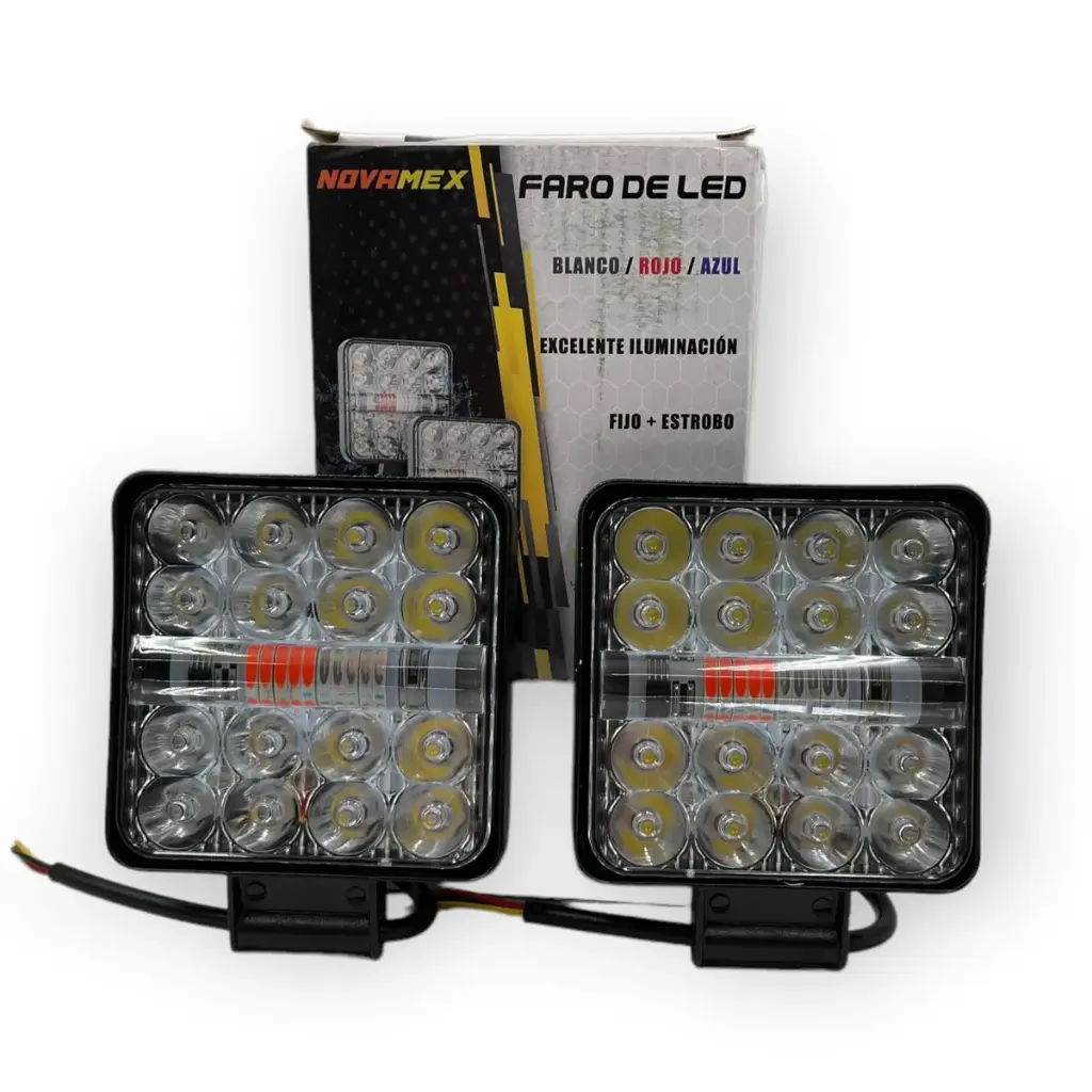 Faro de 24 LED cuadrado luz blanca y funciones 