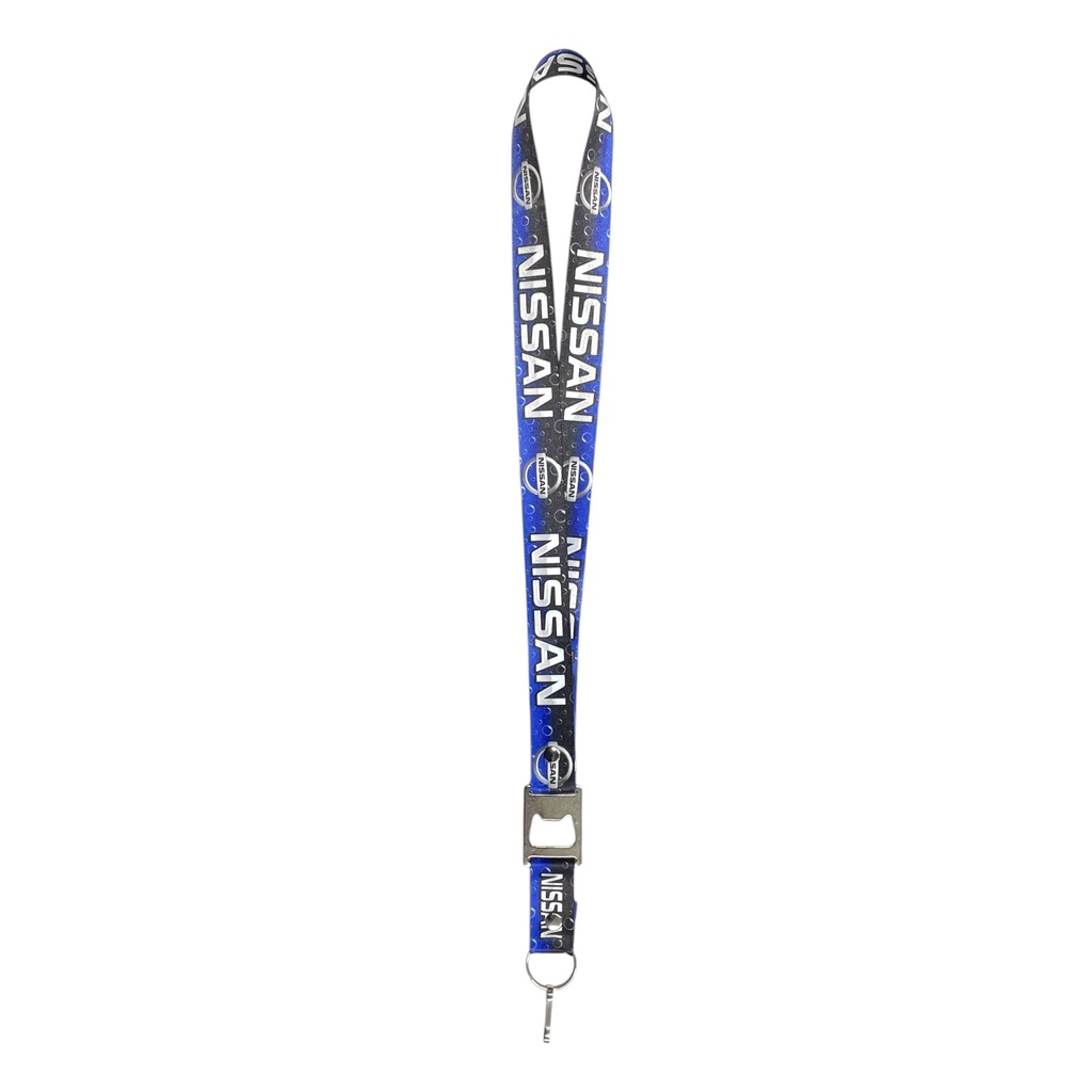 Lanyard con destapador Nissan azul con negro