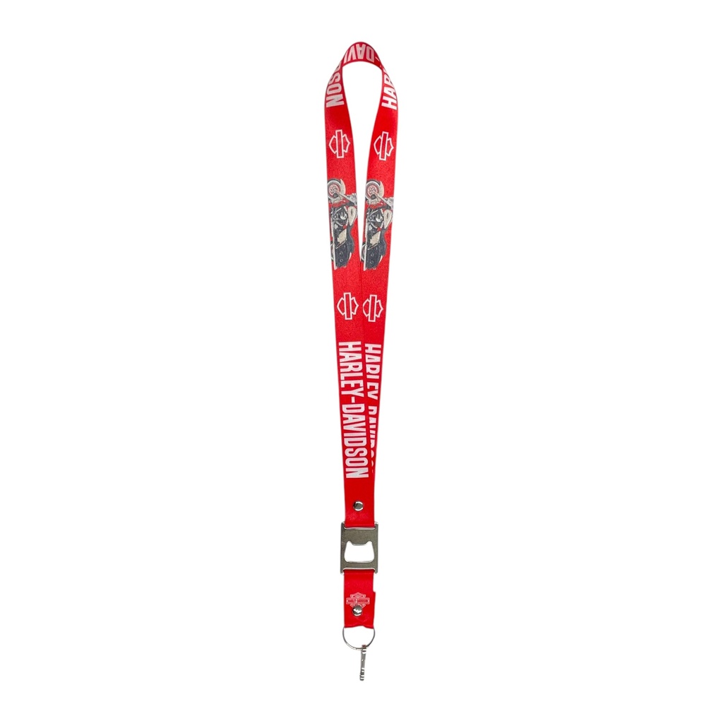 Lanyard con destapador Harley Davidson rojo