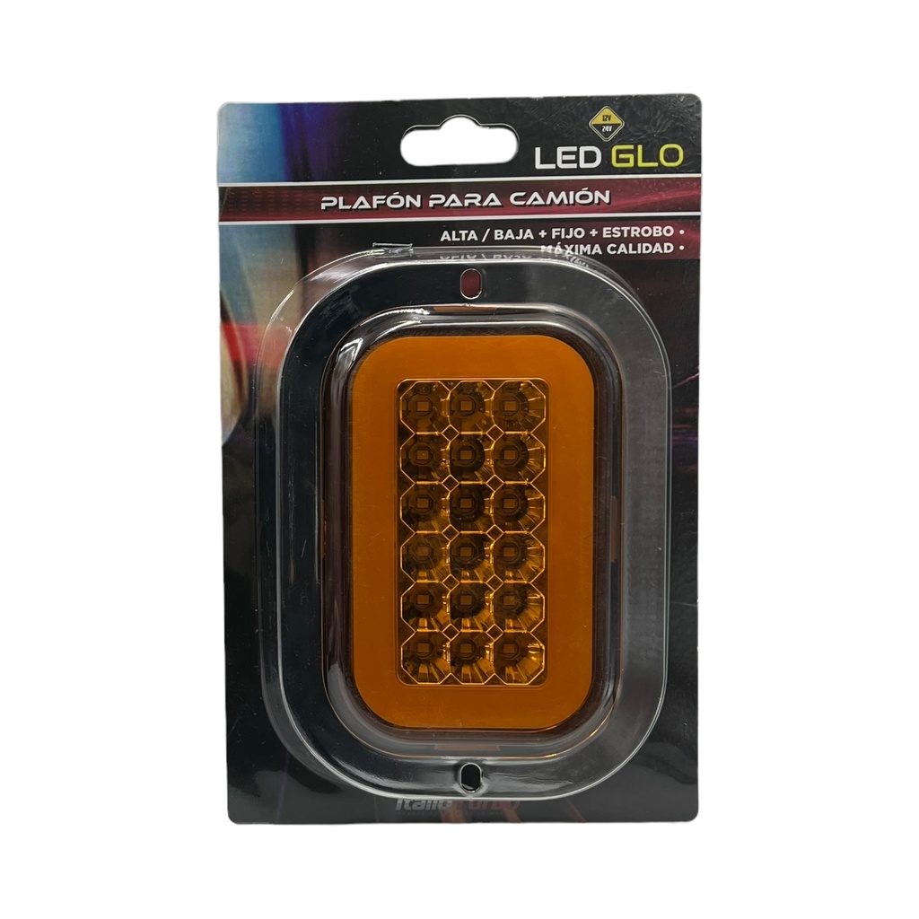 Plafón para camión de 18 LED con GLO y contorno cromado (12/24V)