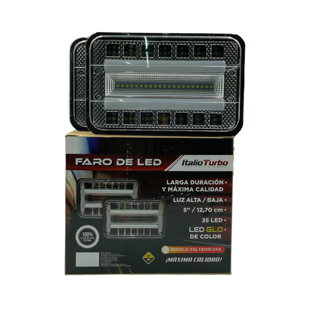 [FAL153YR-CFA] Unidad de 5" pulgadas de 35 LED con tira de gel a 12/24V (Rojo/ámbar)