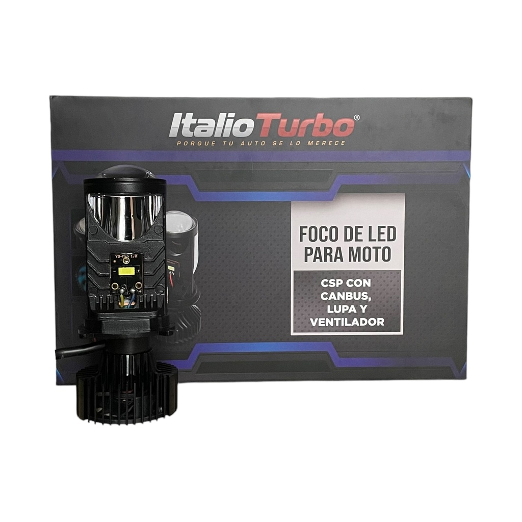 [FOL14H4SET-SAI] Foco LED con lupa super potente H4 blanco/ámbar (2 piezas) (Blanco)