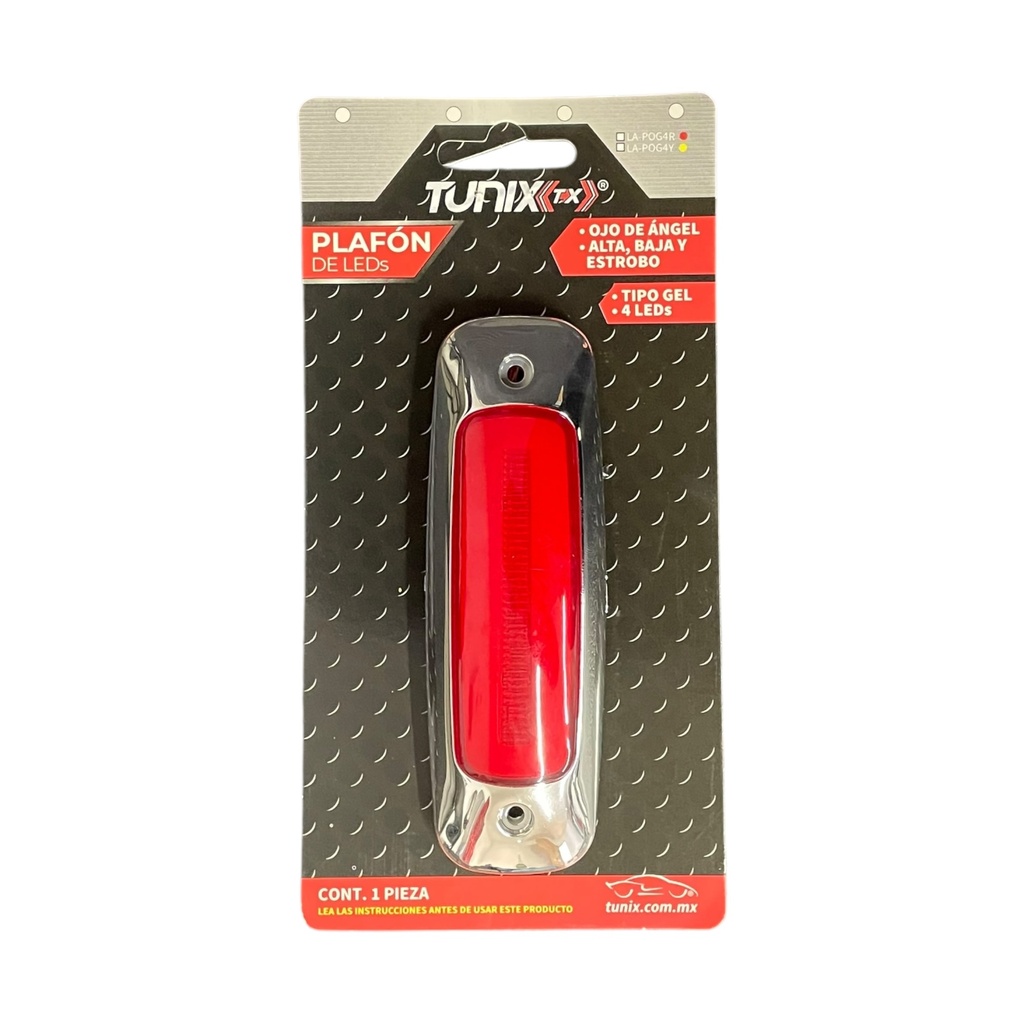 Plafón ovalado con 4 LED ojos de angel, tipo gel y funciones (ámbar y rojo)